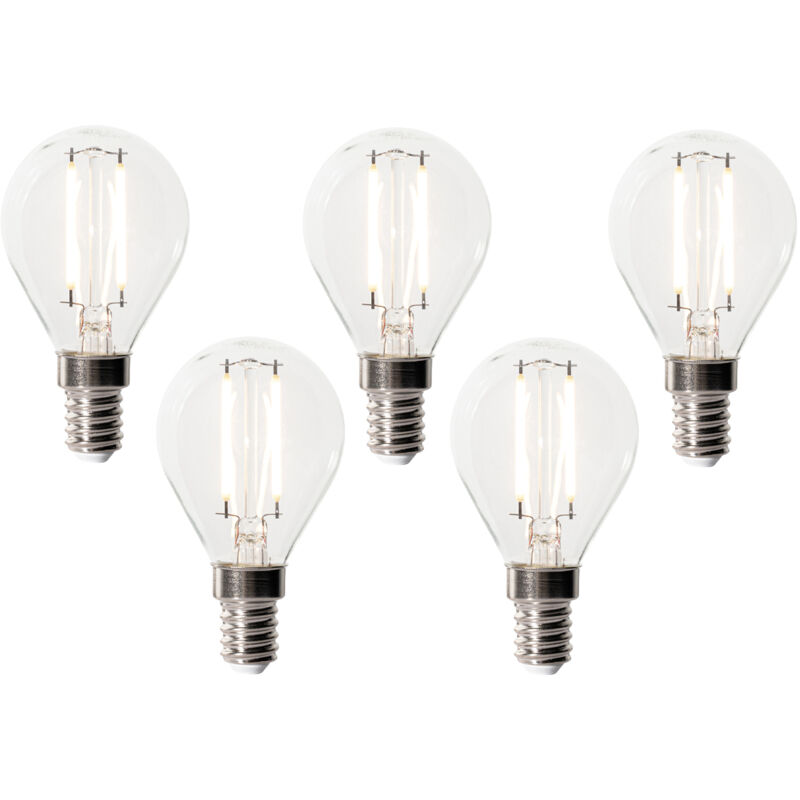 foto del prodotto set di 5 lampadine led e14 dimmerabili p45 vetro trasparente 3w 250 lm 3000k luedd