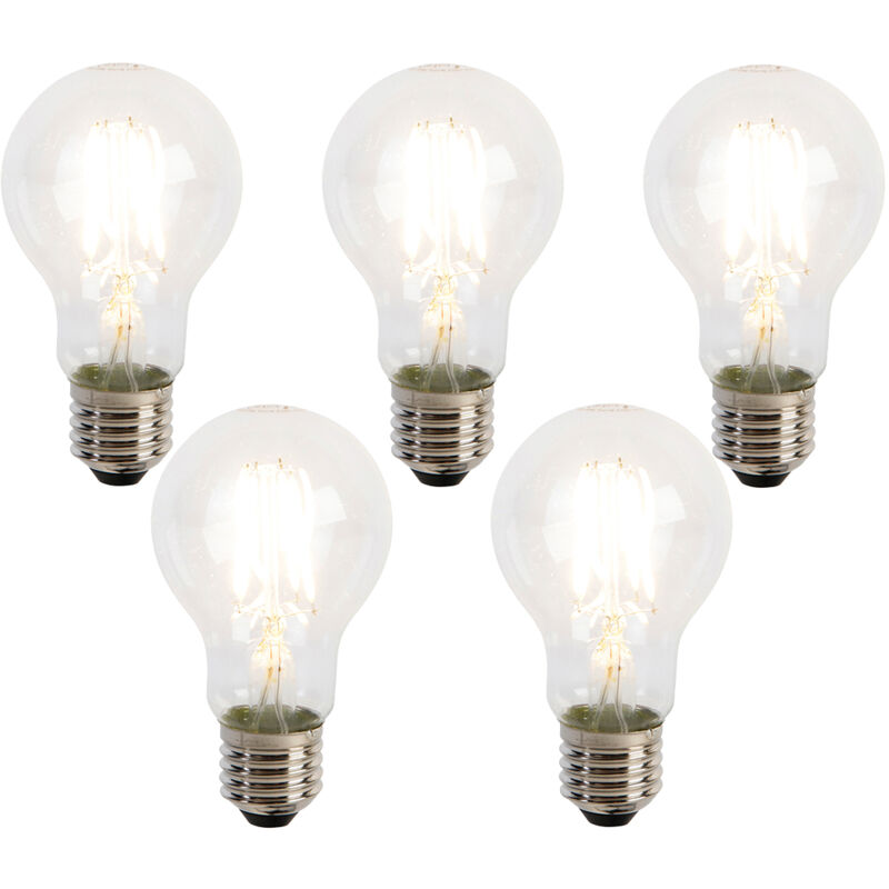 foto del prodotto set di 5 lampadine led e27 a filamento a60 sensore crepuscolare 4w 470lm 2700k luedd