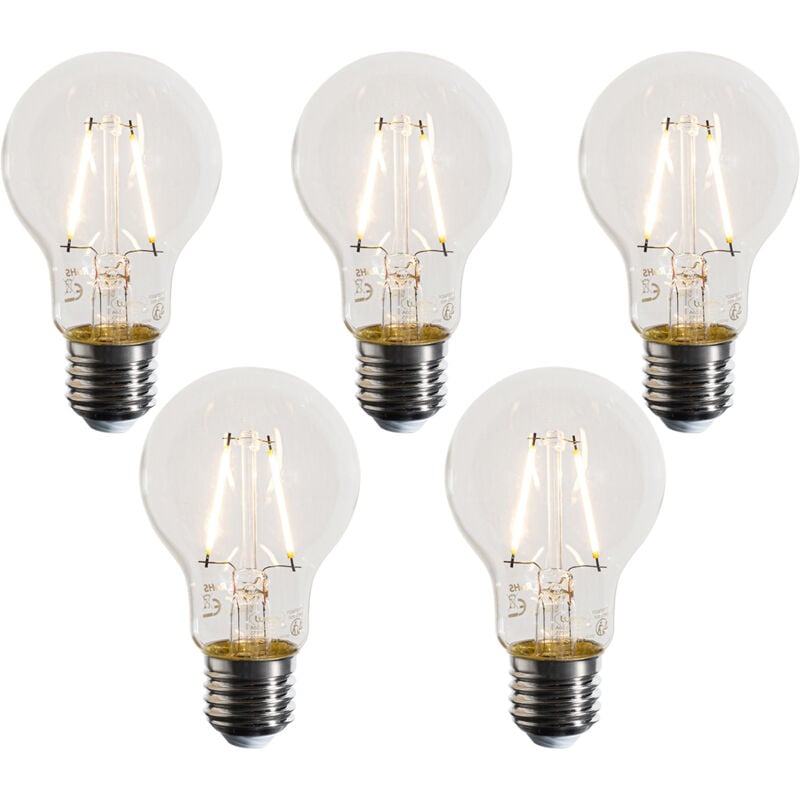 foto del prodotto set di 5 lampadine led e27 a60 trasparenti 3w 320 lm 2700k luedd