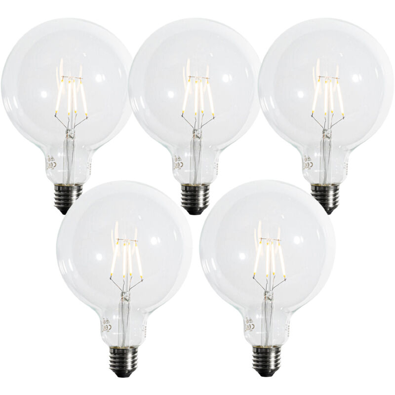 foto del prodotto set di 5 lampadine led e27 dimmerabili a 3 livelli con filamento a spirale g125 4w 450 lm 2700k luedd