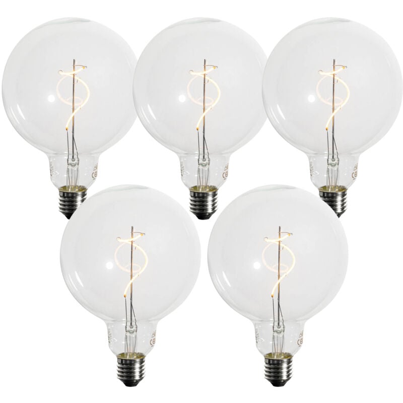foto del prodotto set di 5 lampadine led e27 dimmerabili a filamento a spirale g125 4w 270 lm 2200k luedd