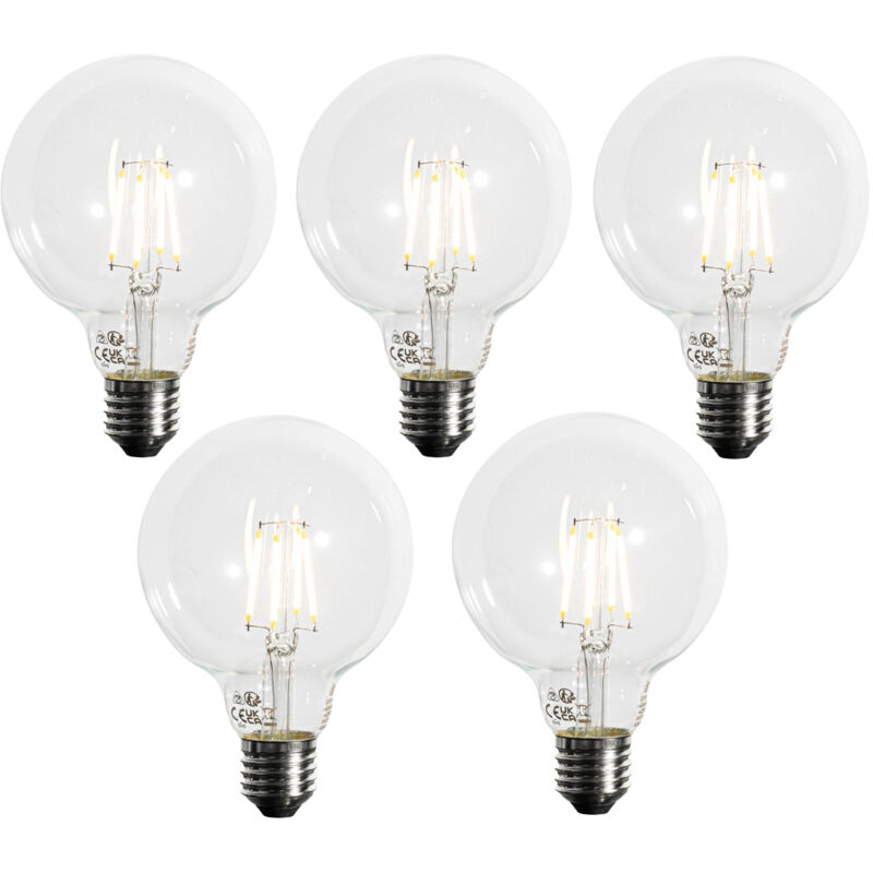 foto del prodotto set di 5 lampadine led e27 dimmerabili g95 5w 450 lm 3000k luedd