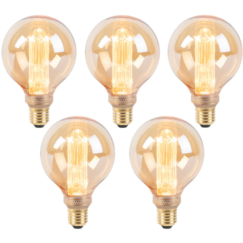 foto del prodotto set di 5 lampadine led g95 e27 5w 1800k ambra dimmerabili a 3 livelli luedd