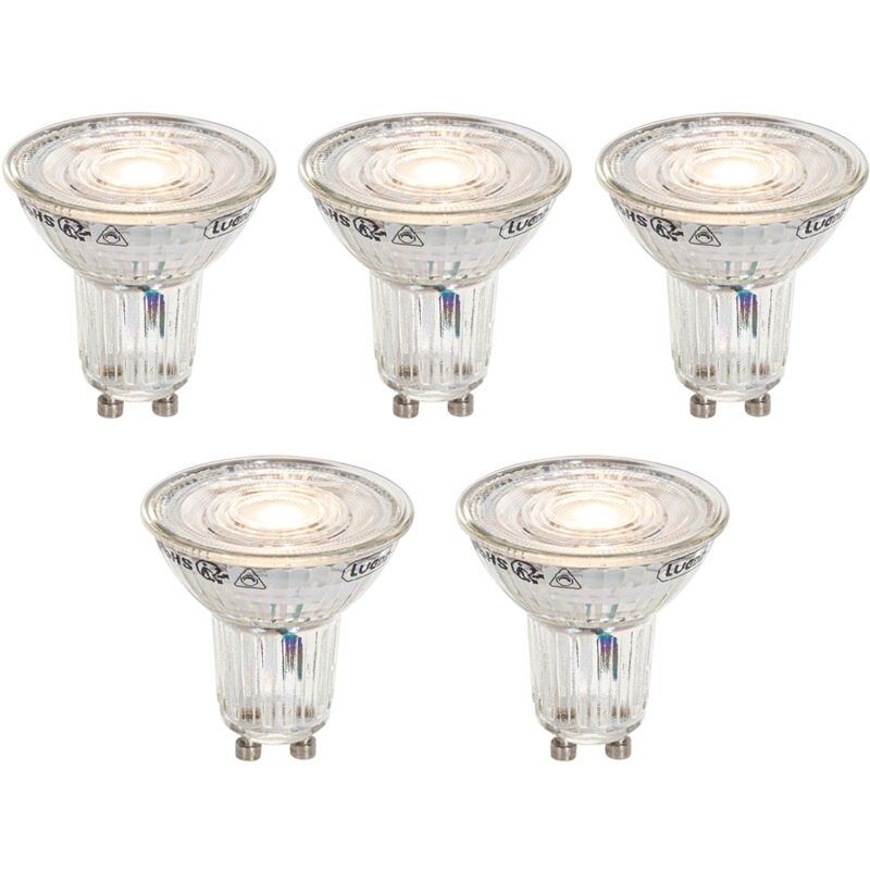foto del prodotto set di 5 lampadine led gu10 50mm dimmerabili in kelvin trasparente 4,9w 400 lm 2200 3000k luedd