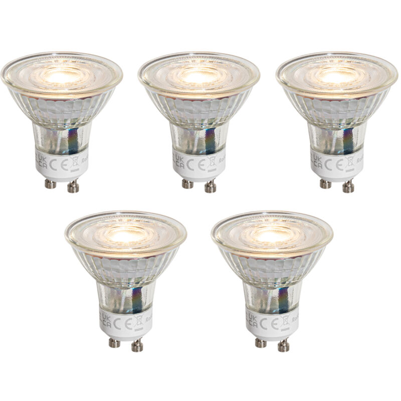 foto del prodotto set di 5 lampadine led gu10 50mm dimmerabili trasparenti 4,5w 365 lm 2700k luedd