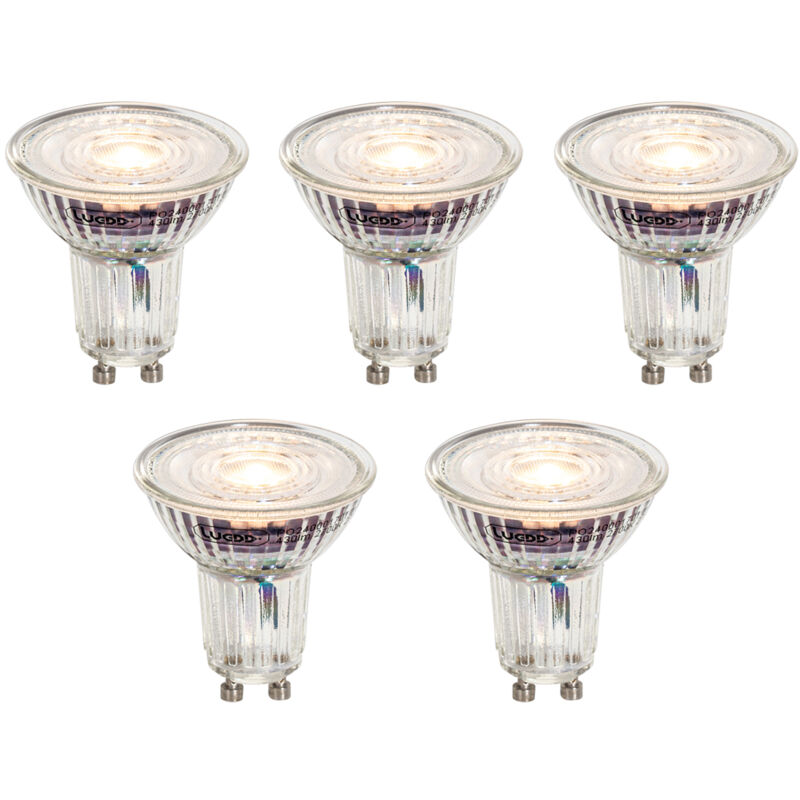 foto del prodotto set di 5 lampadine led gu10 50mm dimmerabili trasparenti 4,9w 430 lm 2700k luedd