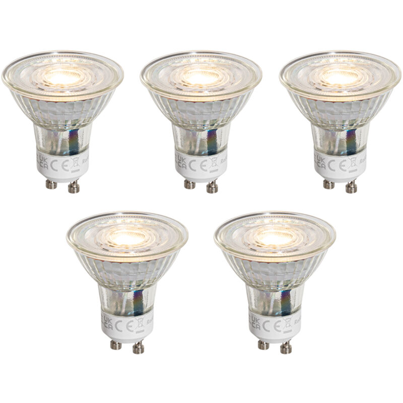 foto del prodotto set di 5 lampadine led gu10 50mm dimmerabili trasparenti 4,9w 500 lm 2700k luedd