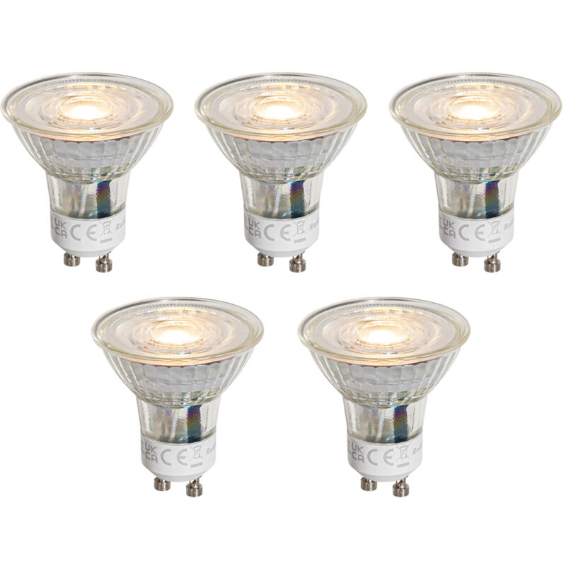 foto del prodotto set di 5 lampadine led gu10 50mm trasparenti 1w 80 lm 2200k luedd