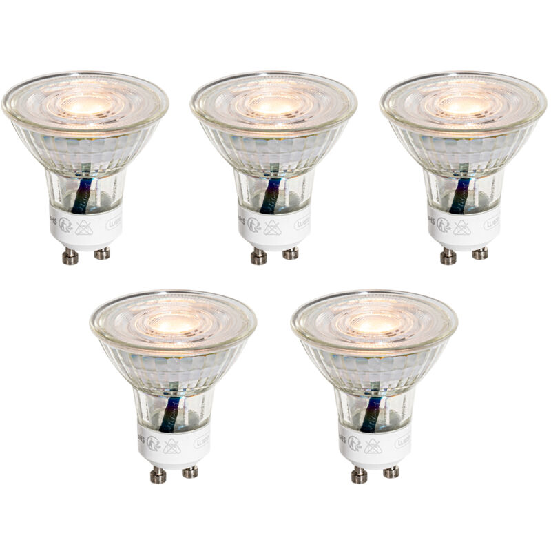 foto del prodotto set di 5 lampadine led gu10 50mm trasparenti 3w 200 lm 2200k luedd
