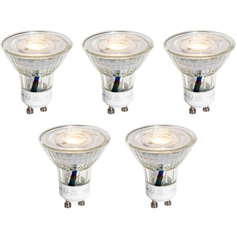 foto del prodotto set di 5 lampadine led gu10 50mm trasparenti 3w 230 lm 2700k luedd