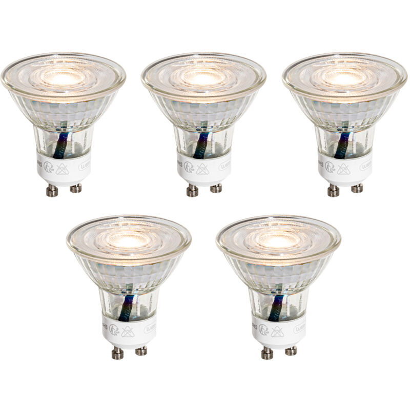 foto del prodotto set di 5 lampadine led gu10 50mm trasparenti 4,9w 450 lm 3000k luedd