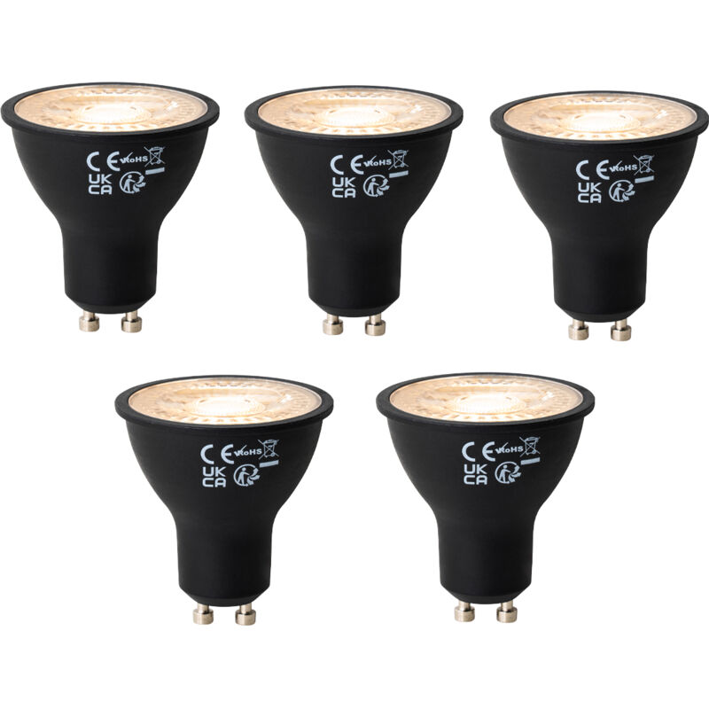 foto del prodotto set di 5 lampadine led gu10 dimmerabili a 3 livelli nere 6w 4300 lm 2000 6000k luedd