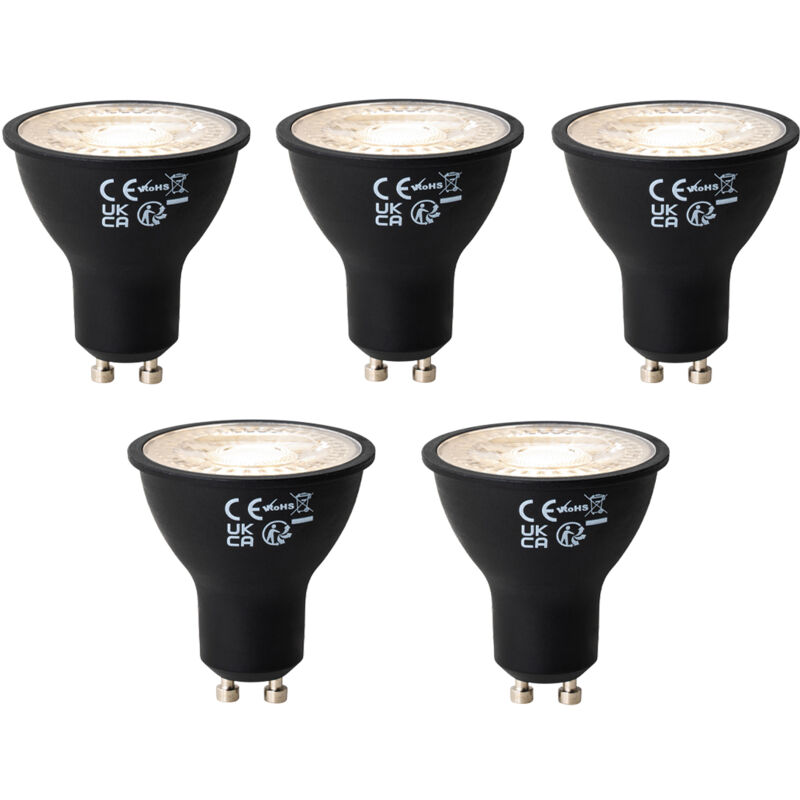 foto del prodotto set di 5 lampadine led gu10 dimmerabili nere 6w 450 lm 3000k luedd