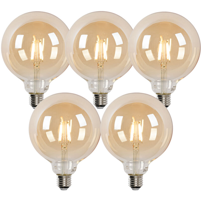 foto del prodotto set di 5 lampadine led smart e27 g125 oro 4.9w 470lm 1800 4000k luedd