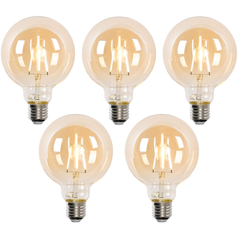 foto del prodotto set di 5 lampadine led smart e27 g95 oro 4.9w 470lm 1800 4000k luedd