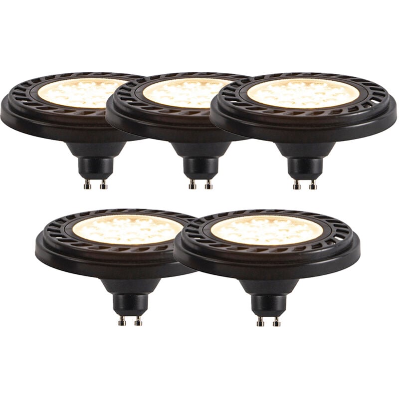 foto del prodotto set di 5 led dimmerabili gu10 ar111 nere 8w 600lm 2700k luedd