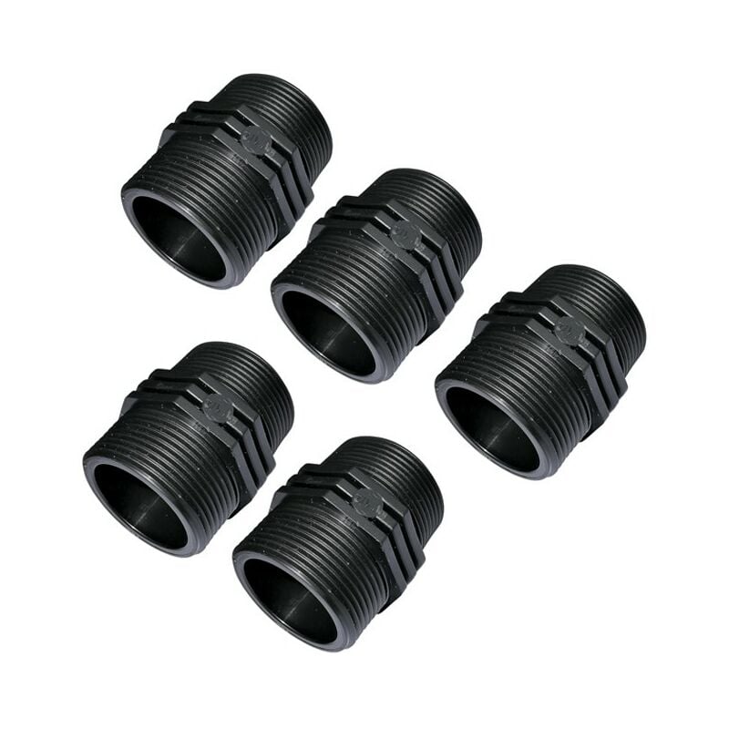 foto del prodotto set di 5 nipplo uguale con raccordo filettato in plastica 1 2''x1 2''- doppio filettatura maschio maschio - pn10 bar