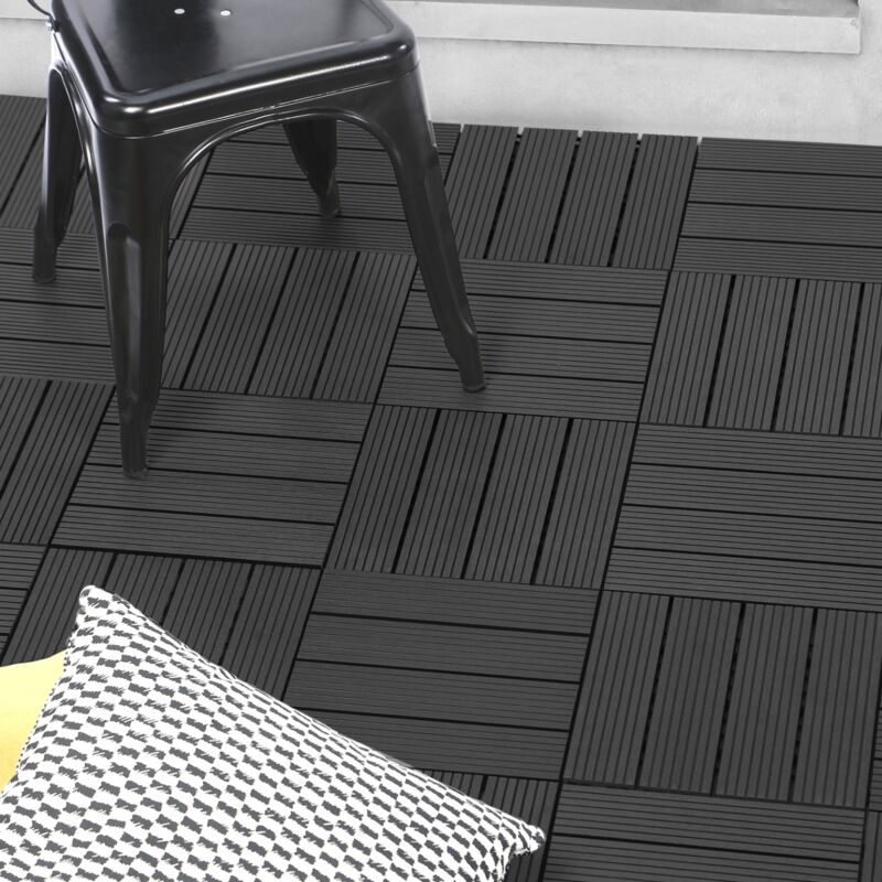 foto del prodotto set di 5 piastrelle per decking in legno composito nero