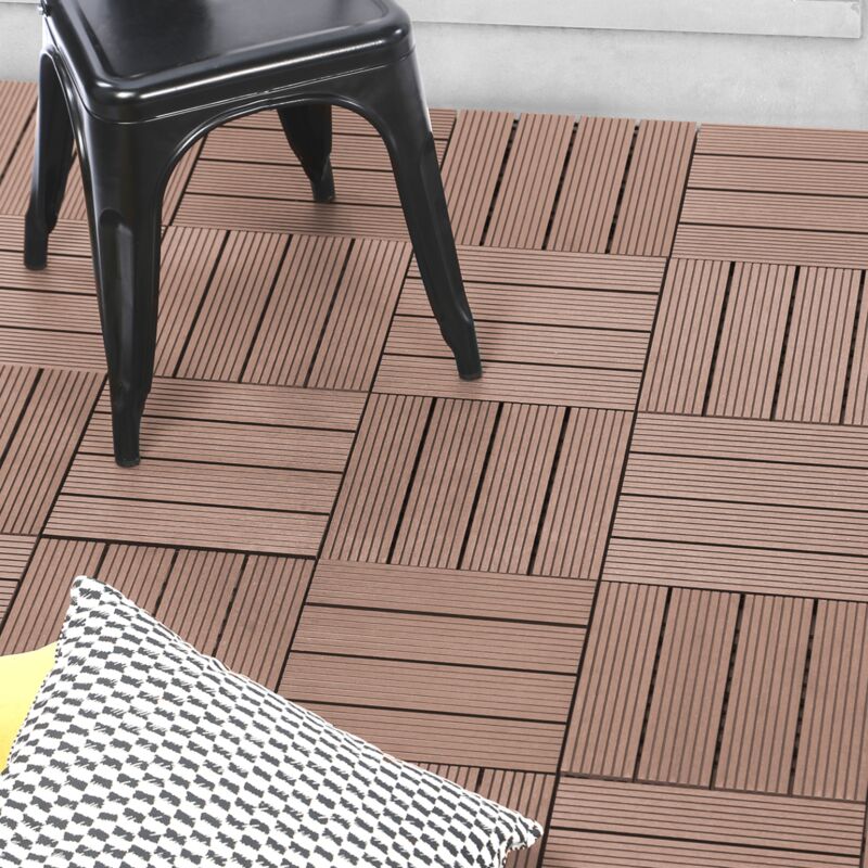 foto del prodotto set di 5 piastrelle per decking in legno composito wodhy, color tortora
