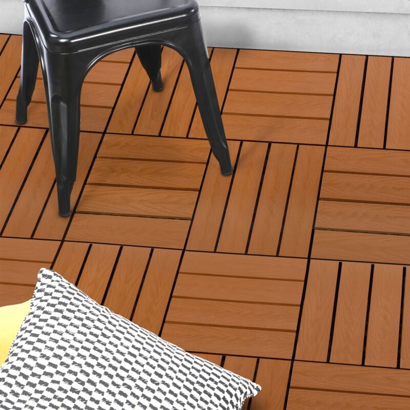 foto del prodotto set di 5 piastrelle per decking in legno composito wodhy con effetto teak