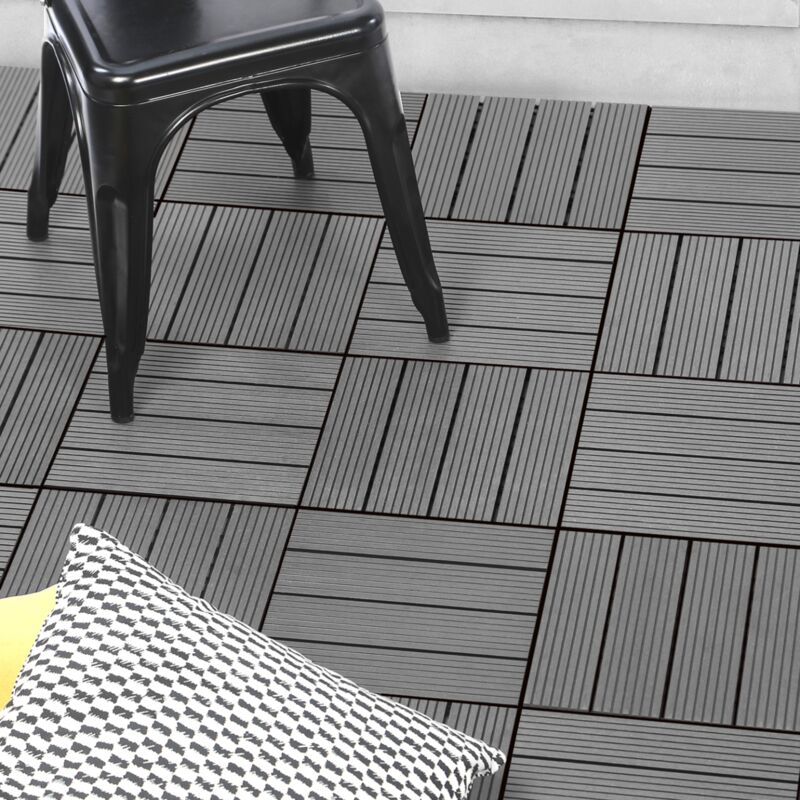 foto del prodotto set di 5 piastrelle per decking wodhy grigio legno composito