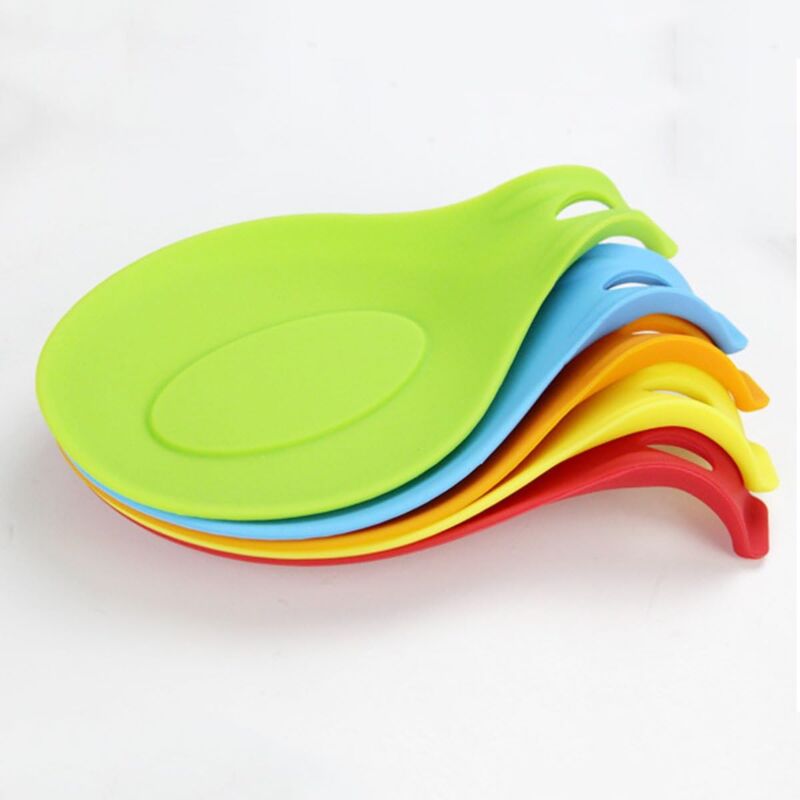 foto del prodotto set di 5 poggiamestoli in silicone resistenti al calore, spatola e utensile da cucina