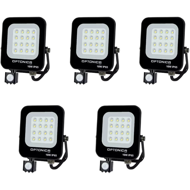 foto del prodotto set di 5 proiettori a led con 10w black detector ip65 impermeabile 900lm bianco caldo 3000k