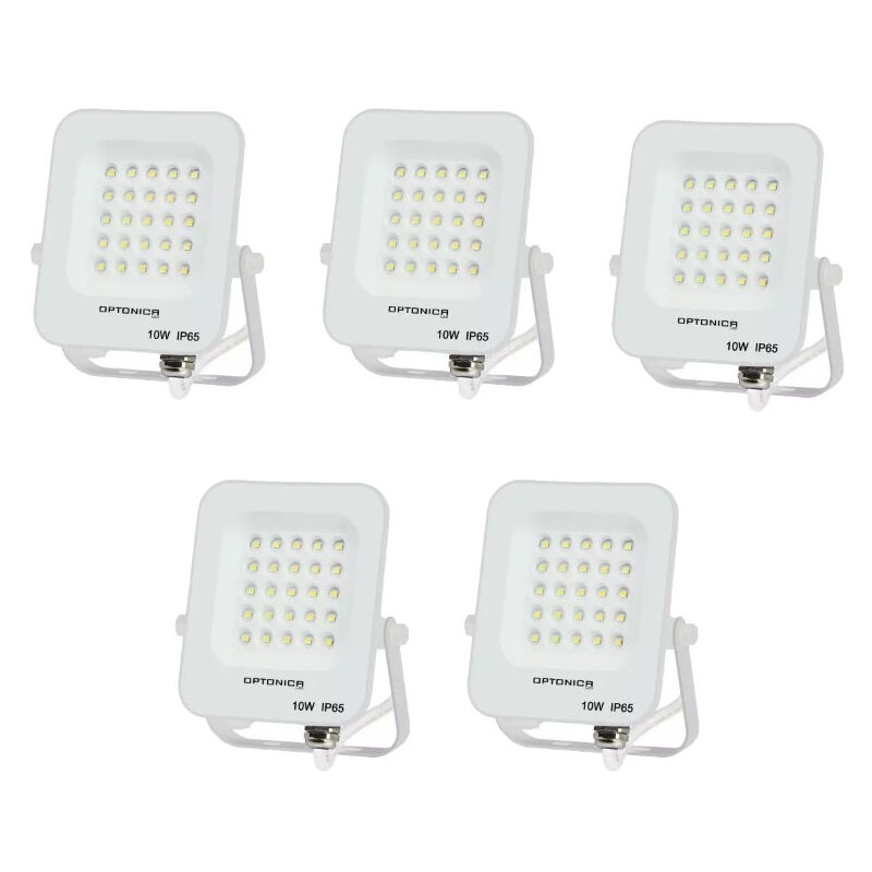 foto del prodotto set di 5 proiettori a led con rilevatore bianco 10w ip65 impermeabile 900lm bianco caldo 3000k