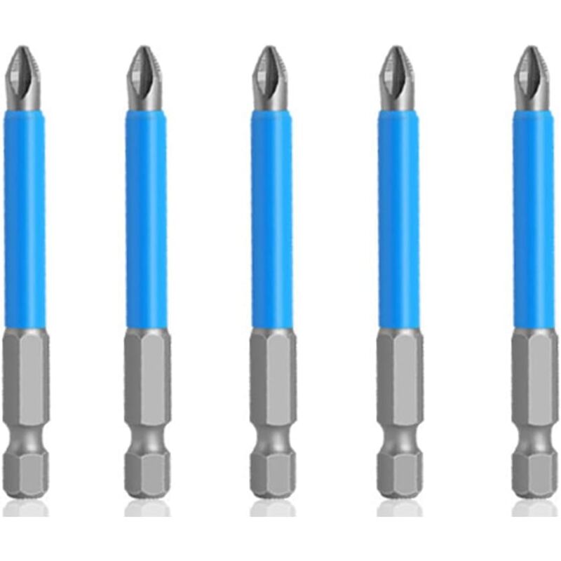 foto del prodotto set di 5 punte per cacciavite ph2 da 65 mm, gambo esagonale da 6,35 mm, punte a croce antiscivolo per cacciavite elettrico manuale bebusingoto