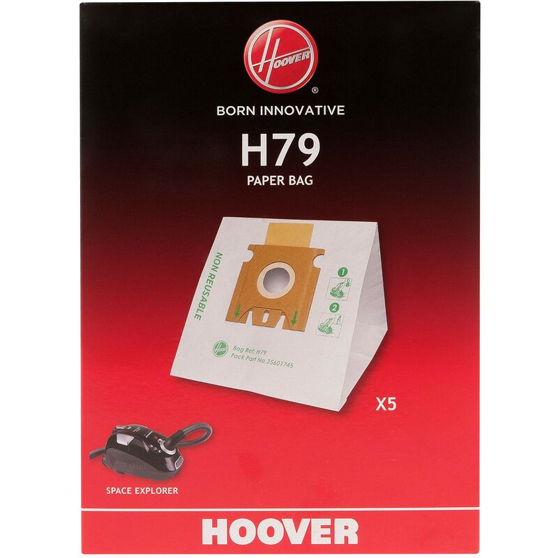 foto del prodotto set di 5 sacchetti di carta h79 per hoover 35601745 aspirapolvere