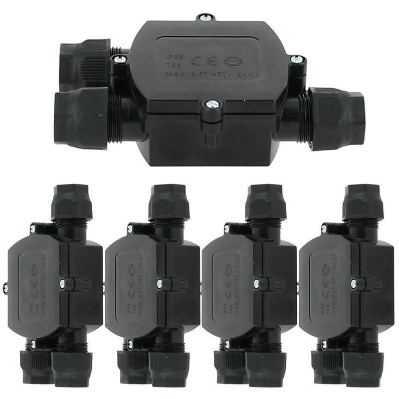 immagine 0 del prodotto set di 5 scatole di interconnessione impermeabili 3 vie con connettore automatico ip68