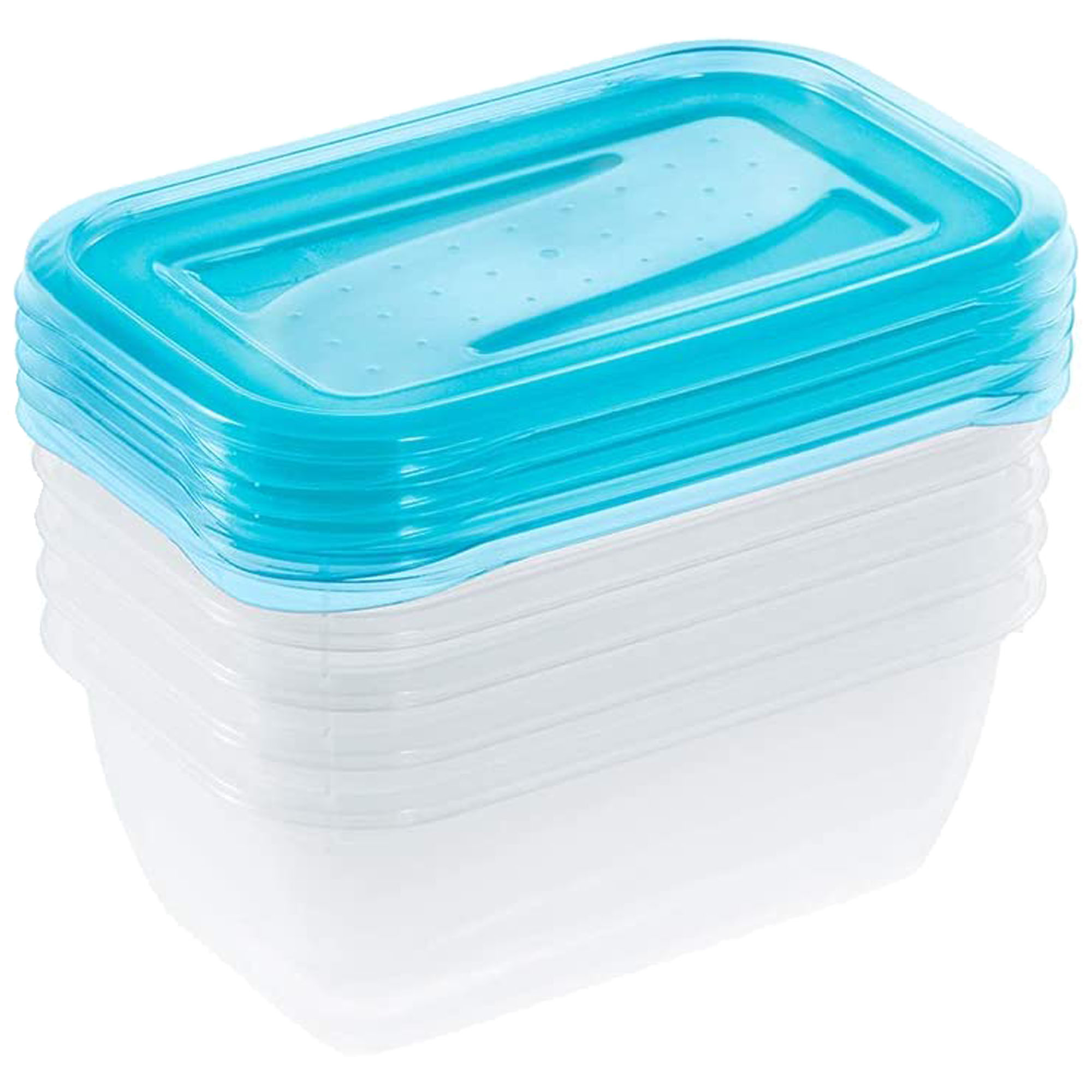 foto del prodotto set di 5 scatole per il pranzo, 5 x 500 ml, 15,5 x 10,5 x 6 cm, fredo fresh, trasparente blu keeeper