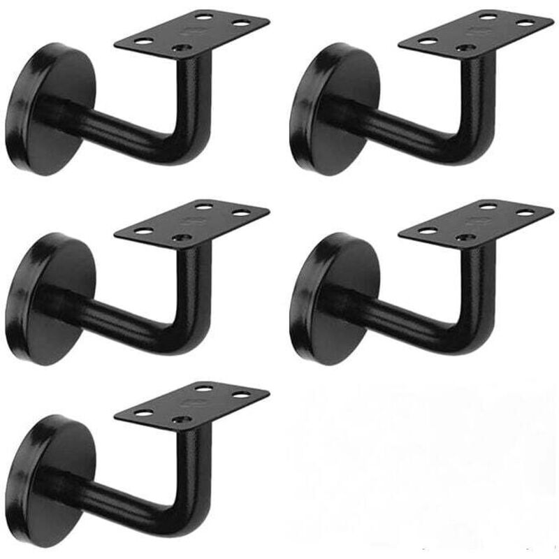 foto del prodotto set di 5 staffe per corrimano per scale nere, staffe per ringhiere per scale in acciaio inossidabile, 60x80 mm, per ringhiere per scale, supporto per