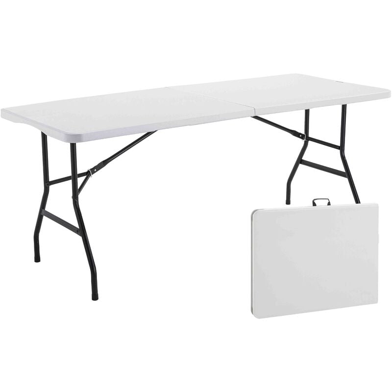 foto del prodotto set di 5 tavoli pieghevoli bianchi da 8 posti 180cm x 74cm x 75cm