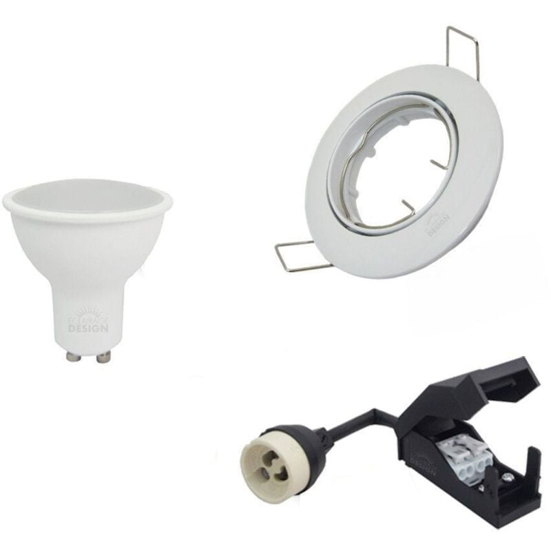 foto del prodotto set di 50 faretti orientabili bianchi da incasso con gu10 led 5w eq 40w temp rature de couleur bianco caldo 2700k