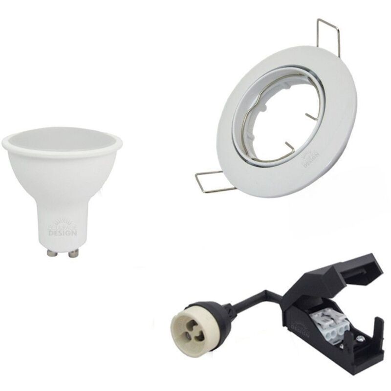 foto del prodotto set di 50 faretti orientabili bianchi da incasso con gu10 led 5w eq 40w temp rature de couleur bianco neutro 4000k