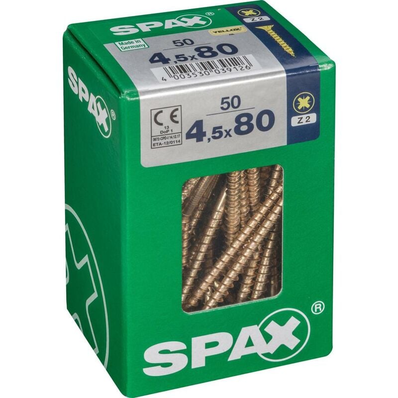 foto del prodotto set di 50 viti in acciaio a testa svasata pozidriv spax diam.4,5 mm x l.80 mm spax