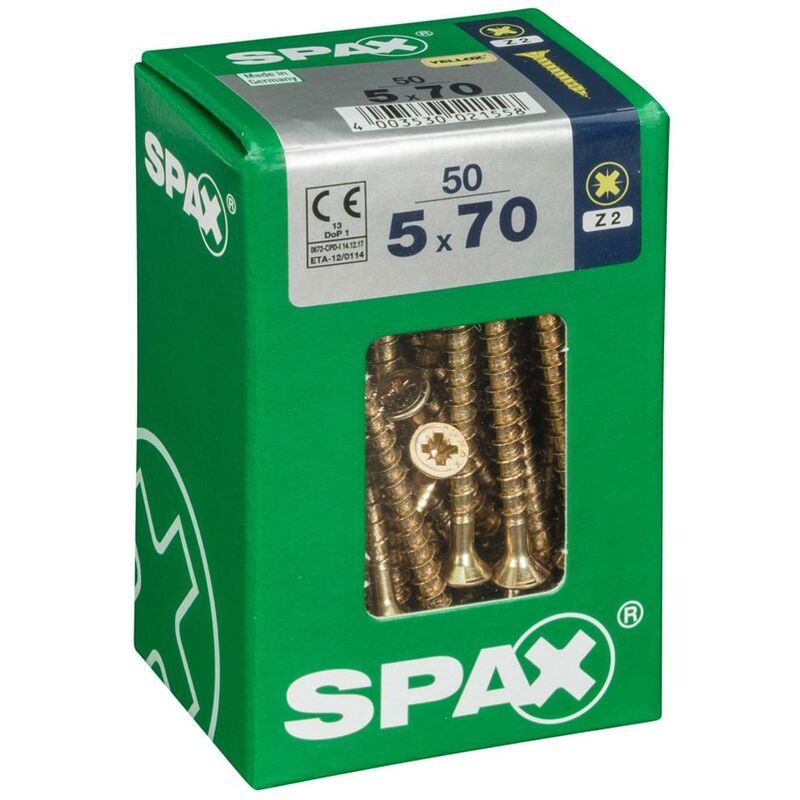 foto del prodotto set di 50 viti in acciaio a testa svasata pozidriv spax diam.5 mm x l.70 mm spax