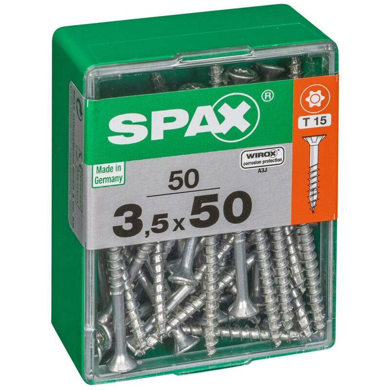 foto del prodotto set di 50 viti spax a testa svasata piana in acciaio, diam.3,5 mm x l.50 mm spax