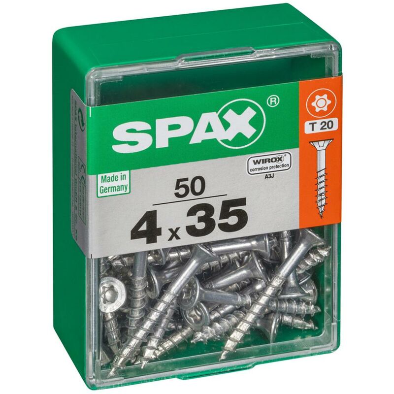 foto del prodotto set di 50 viti spax a testa svasata piana in acciaio, diam.4 mm x l.35 mm spax