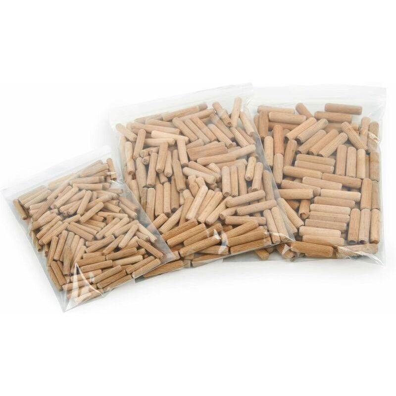 foto del prodotto set di 500 tasselli in legno assortiti 6mm 8mm 10mm tassello in legno massello di faggio adatto per dima di foratura guida di foratura
