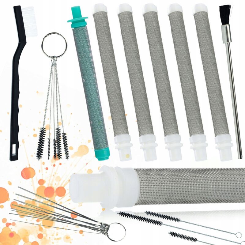 foto del prodotto set di 5x filtro a dita bianco 60 mesh filtro a dita 30 mesh set di pulizia per un unit di verniciatura 17 in 1