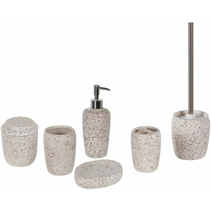 foto del prodotto set di 6 accessori da bagno in vetro bianco nero e rosso palmilla