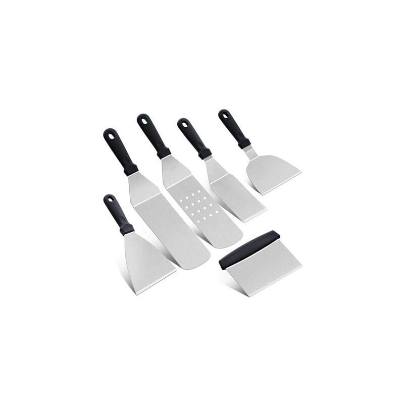 foto del prodotto set di 6 accessori per padella per griglia con spatola, set di utensili webware per spatola per barbecue professionale e set di utensili per spatola