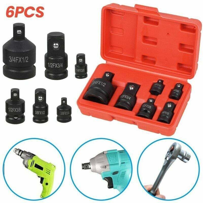 foto del prodotto set di 6 adattatori per bussole, adattatori per convertitori di bussole a impatto, adattatori e riduttori per chiavi a bussola, adattatori per