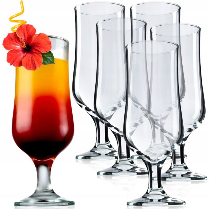 foto del prodotto set di 6 bicchieri da long drink, bicchieri da frappè per caffè ghiacciato a forma di calice da 370 ml in vetro trasparente a prova di lavandino (6 x 370 ml) - kadax