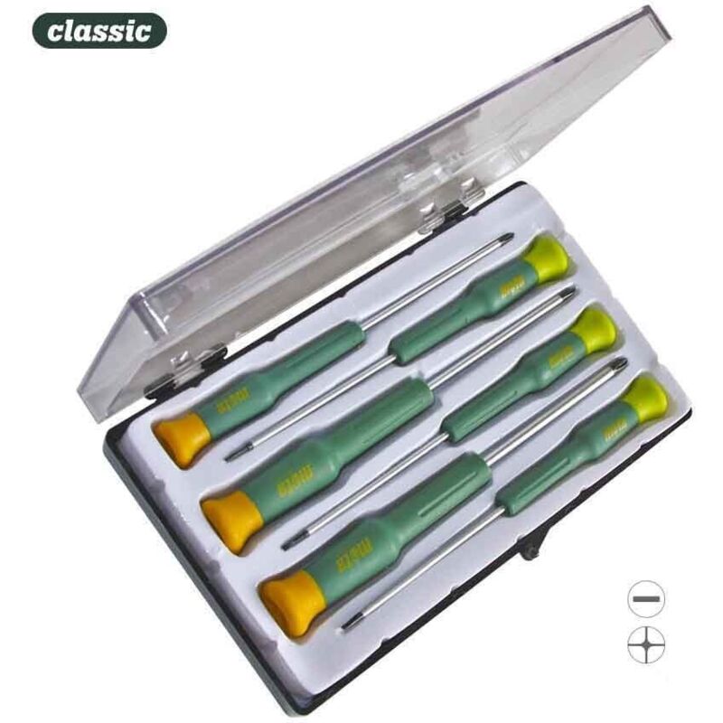 foto del prodotto set di 6 cacciaviti di precisione 3ph a 3 lamelle dmv