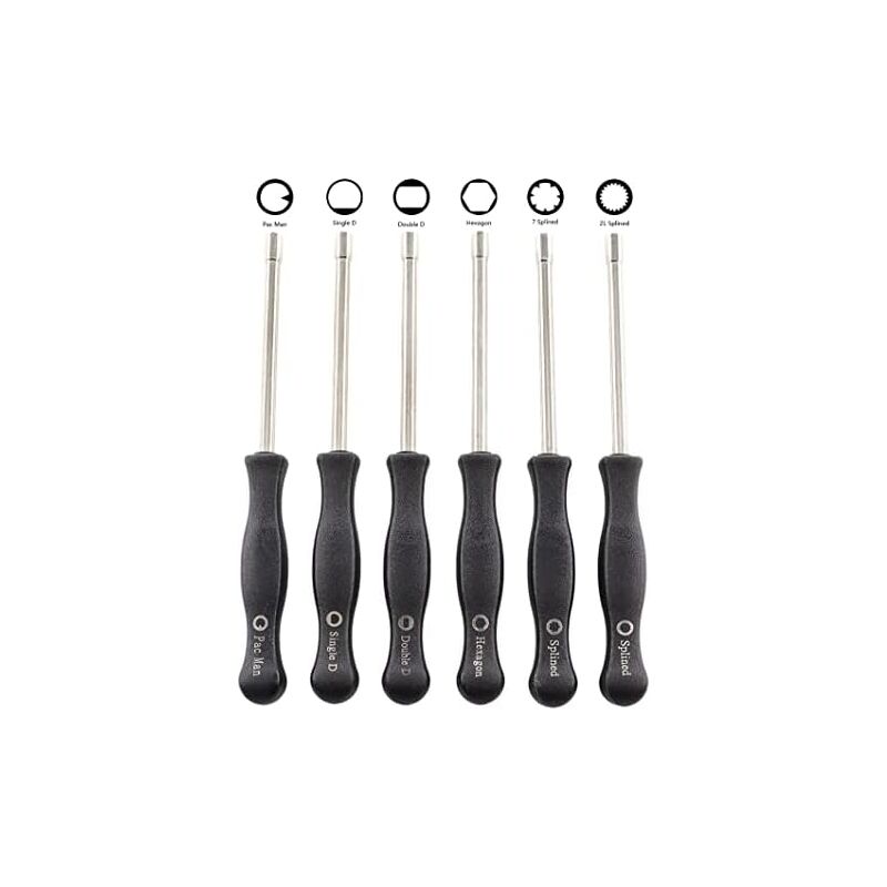 foto del prodotto set di 6 cacciaviti per carburatore 21 denti, 7 denti, pac man, d singola, d doppia, esagonale per husqvarna 135 136 137 141 142 235 236 240 435