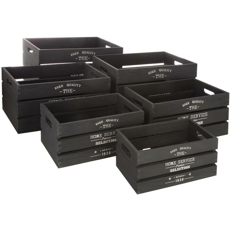 foto del prodotto set di 6 cassette di legno facto, nero atmosphera cr ateur d'int rieur