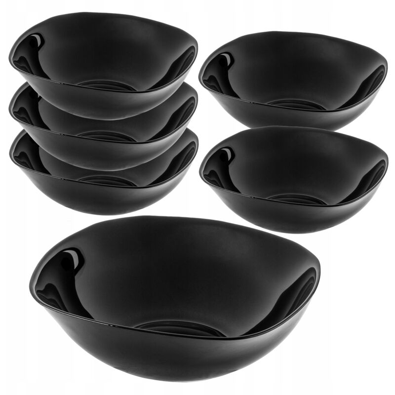 foto del prodotto set di 6 ciotole in vetro nero, 17,5 x 17,5 cm, adatte al microonde, ciotola da portata per insalate, zuppe, antipasti, frutta, nero kadax